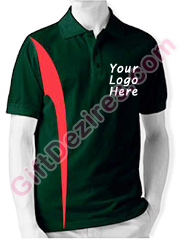 Designer Hunter Green and Red Color Mens Logo T Shirts
